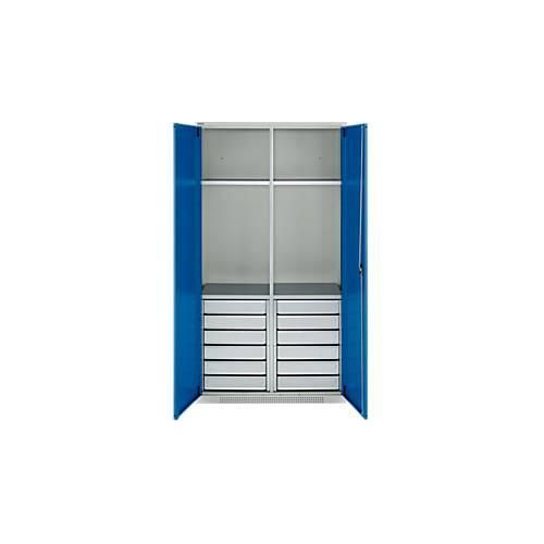 4051273793065 - Genius Materialschrank FS 5 OH abschließbar 4 Fachböden 12 Schübe bis 450 kg B 1055 x T 520 x H 1950 mm Stahl lichtgrau enzianblau 4051273793065 - Genius Materialschrank FS 5 OH abschließbar 4 Fachböden 12 Schübe bis 450 kg B 1055 x T 520 x H 1950 mm Stahl lichtgrau enzianblau