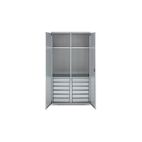 4051273793089 - Genius Materialschrank FS 5 OH abschließbar 4 Fachböden 12 Schübe bis 450 kg B 1055 x T 520 x H 1950 mm Stahl weißalu weißalu