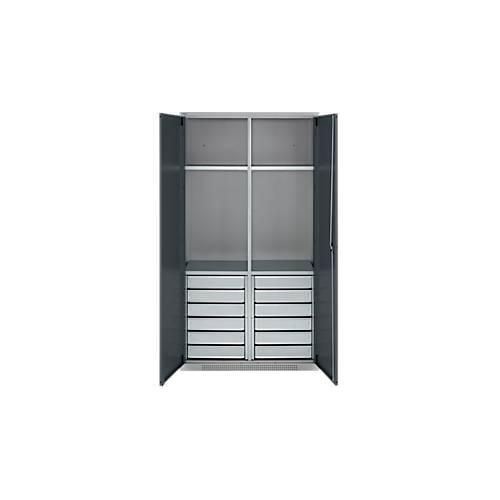 4051273793102 - Genius Materialschrank FS 5 OH abschließbar 4 Fachböden 12 Schübe bis 450 kg B 1055 x T 520 x H 1950 mm Stahl weißalu anthrazitgrau 4051273793102 - Genius Materialschrank FS 5 OH abschließbar 4 Fachböden 12 Schübe bis 450 kg B 1055 x T 520 x H 1950 mm Stahl weißalu anthrazitgrau