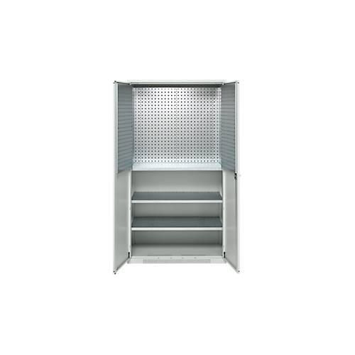 4051273792938 - Genius Materialschrank FS 5 OH abschließbar Lochrasterwände 3 Fachböden bis 450 kg B 1055 x T 520 x H 1950 mm lichtgrau lichtgrau 4051273792938 - Genius Materialschrank FS 5 OH abschließbar Lochrasterwände 3 Fachböden bis 450 kg B 1055 x T 520 x H 1950 mm lichtgrau lichtgrau