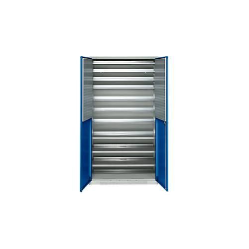 4051273792822 - Genius Magazinschrank FS 5 OH abschließbar 10 Fachböden 2 Lochrasterplatten bis 450 kg B 1055 x T 520 x H 1950 mm lichtgrau enzianblau