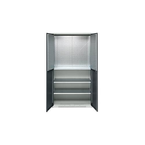 4051273792952 - Genius Materialschrank FS 5 OH abschließbar Lochrasterwände 3 Fachböden bis 450 kg B 1055 x T 520 x H 1950 mm lichtgrau anthrazitgrau 4051273792952 - Genius Materialschrank FS 5 OH abschließbar Lochrasterwände 3 Fachböden bis 450 kg B 1055 x T 520 x H 1950 mm lichtgrau anthrazitgrau