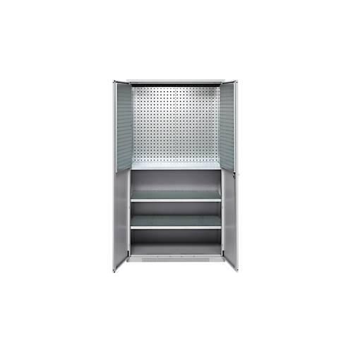 4051273792969 - Genius Materialschrank FS 5 OH abschließbar Lochrasterwände 3 Fachböden bis 450 kg B 1055 x T 520 x H 1950 mm weißalu weißalu 4051273792969 - Genius Materialschrank FS 5 OH abschließbar Lochrasterwände 3 Fachböden bis 450 kg B 1055 x T 520 x H 1950 mm weißalu weißalu