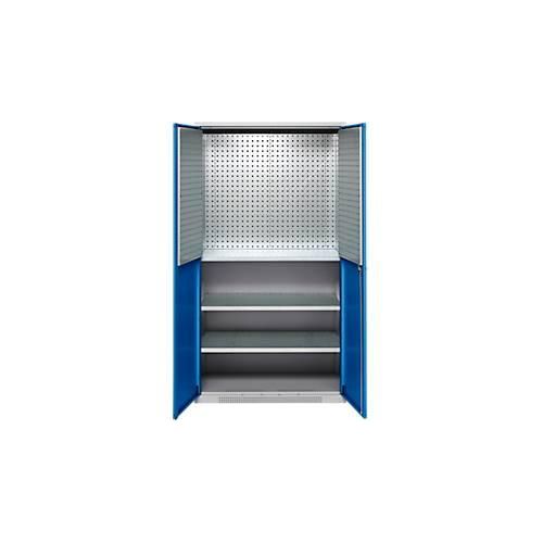 4051273792976 - Genius Materialschrank FS 5 OH abschließbar Lochrasterwände 3 Fachböden bis 450 kg B 1055 x T 520 x H 1950 mm weißalu enzianblau 4051273792976 - Genius Materialschrank FS 5 OH abschließbar Lochrasterwände 3 Fachböden bis 450 kg B 1055 x T 520 x H 1950 mm weißalu enzianblau