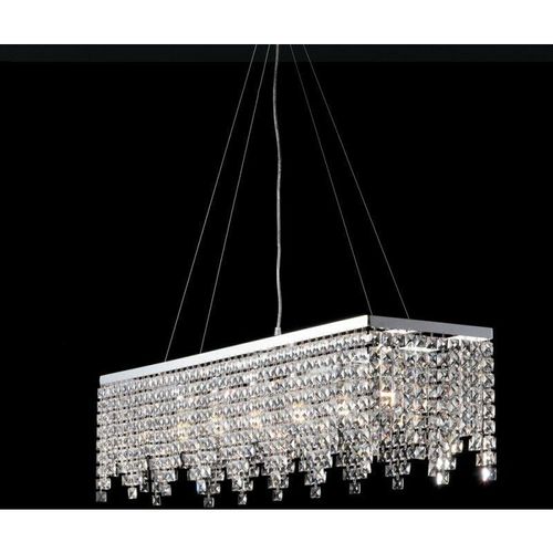 8050713214180 - Bonetti Illumina - Schicker Kronleuchter und verchromtes Eisen sechs Lichter quadratische Strasssteine 107x30x h28 cm