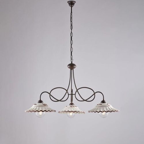 8057724581010 - Belight - Lampadario in ferro laccato nero e decorazione effetto ruggine con diffusori in ceramica diametro 30 decorato a mano bianco e marrone 3 8057724581010 - Belight - Lampadario in ferro laccato nero e decorazione effetto ruggine con diffusori in ceramica diametro 30 decorato a mano bianco e marrone 3