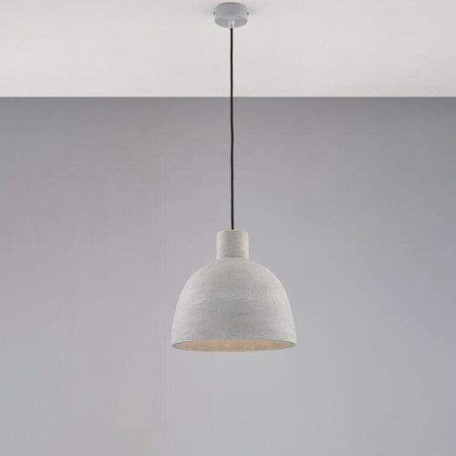 8057724580464 - Belight - Sospensione in ferro laccato grigio con diffusore in cemento diametro 20 e cavo elettrico regolabile 1 luce H35 - max 100 - Ø28