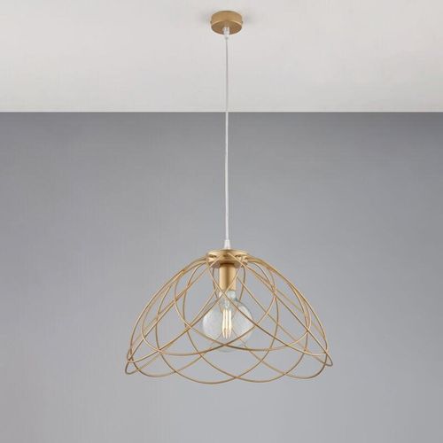 8057724581584 - Belight - Lampadario in ferro laccato oro con decorazione oro antico con cavo elettrico regolabile 1 luce H32 - max 132 - Ø45