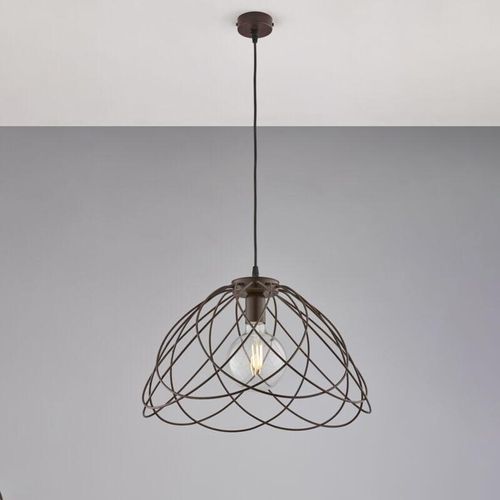 8057724581607 - Lampadario in ferro laccato nero con decorazione effetto ruggine con cavo elettrico regolabile 1 luce H32 - MAX 132 - Ø45