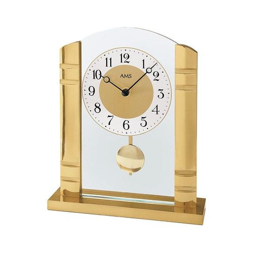 4037445139213 - Pendeltischuhr AMS 1117 gold (goldfarben transparent) Tischuhren Wohnzimmer Esszimmer