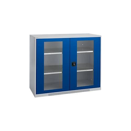 4051273790941 - Genius Sichttürschrank FS 3 OH abschließbar 2 Fachböden bis 450 kg B 1343 mm Stahl weißaluminium RAL 9006 enzianblau RAL 5010