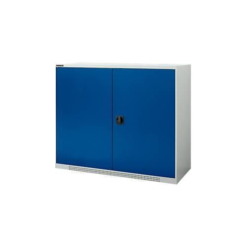 4051273791641 - Genius Flügeltürschrank FS 3 OH abschließbar 2 Fachböden bis 450 kg B 1343 mm Stahl lichtgrau RAL 7035 enzianblau RAL 5010