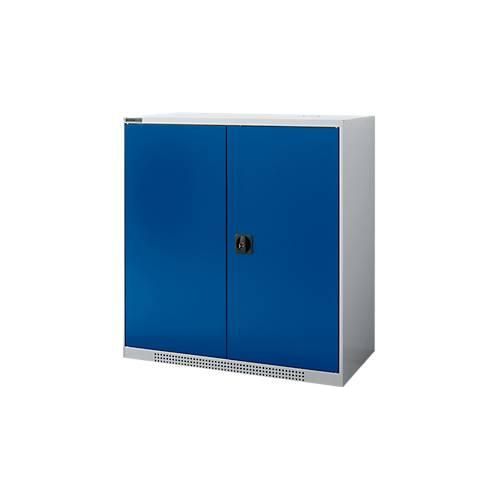 4051273791610 - Genius Flügeltürschrank FS 3 OH abschließbar 2 Fachböden bis 450 kg B 1055 mm Stahl weißaluminium RAL 9006 enzianblau RAL 5010