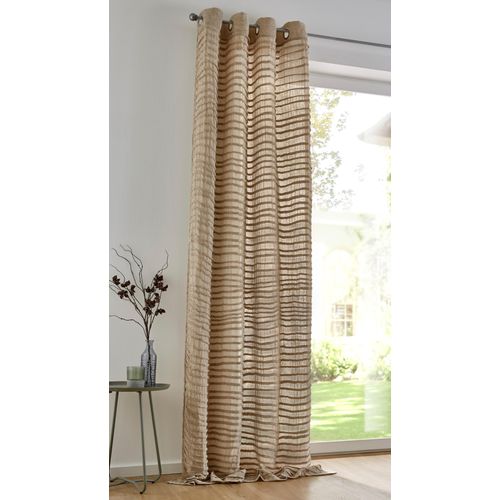 4016478978679 - Vorhang KUTTI Crinkle allover Gr 1 beige (natur) B130cm H145cm Leinenstruktur Baumwolle Polyester Gardinen weicher Musseiin lichtdurchlässig handmade