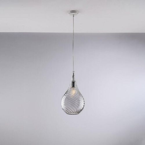 8050713217716 - Sospensione in ferro con vetro grigio pyrex 1 luce H42 - MAX 142 - Ø20