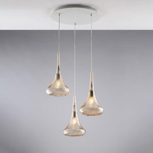 8050713219130 - Bonetti Illumina - Sospensione in ferro con vetri ambra pyrex 3 luci H41 - max 141 - Ø50