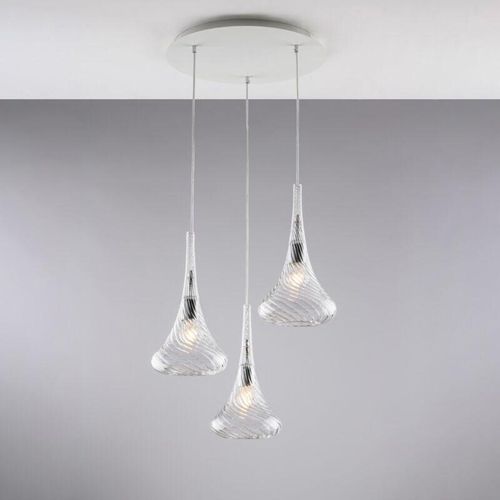 8050713219086 - Bonetti Illumina - Sospensione in ferro con vetri trasparente pyrex 3 luci H41 - max 141 - Ø50