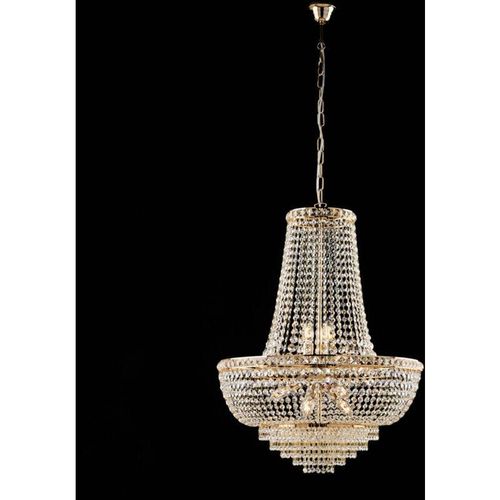 8050713217907 - Lampadario in ferro e ottone dorato con strass 11 luci H82 - MAX 142 - Ø62