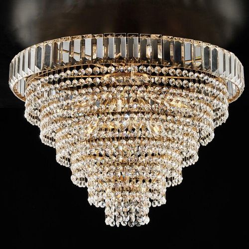 8050713217563 - Bonetti Illumina - Plafoniera in ferro e ottone dorato con strass 6 luci H40 - Ø51