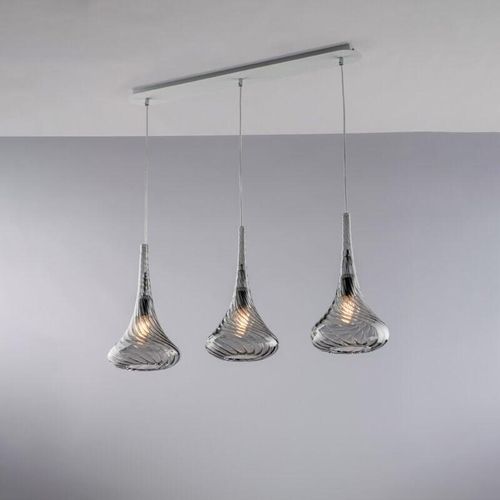 8050713219192 - Bonetti Illumina - Binario in ferro con vetri grigio pyrex 3 luci H41 - max 141 - L75 x 10