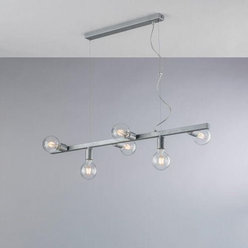 8050713219727 - Sospensione in ferro laccato bianco e argento 6 luci H18 - MAX 148 - L101 X 16