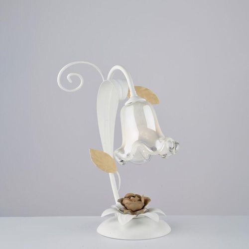 8050713218782 - Bonetti Illumina - Lumetto in ferro laccato bianco shabby 1 luce H34 - Ø25