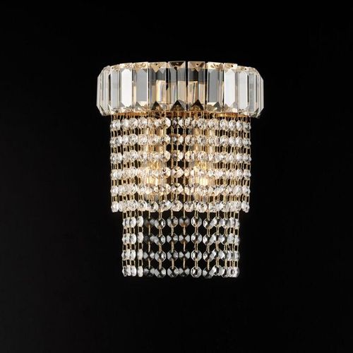 8050713217587 - Bonetti Illumina - Applique in ferro e ottone dorato con strass 2 luci H27 - L22 - P14