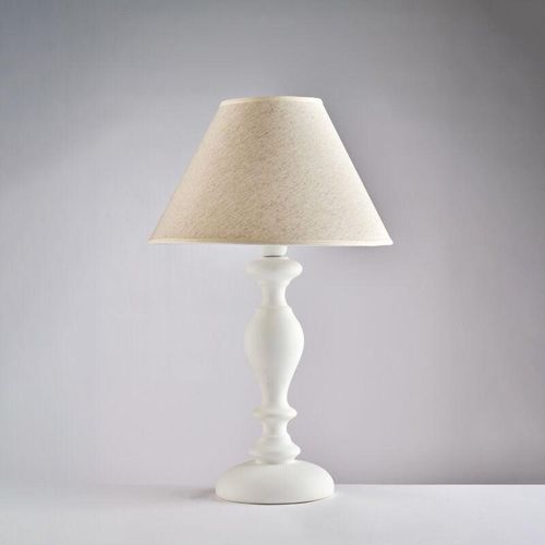 8050713217778 - Bonetti Illumina - Lume in legno bianco shabby 1 luce con paralume dm35 H57 - Ø35