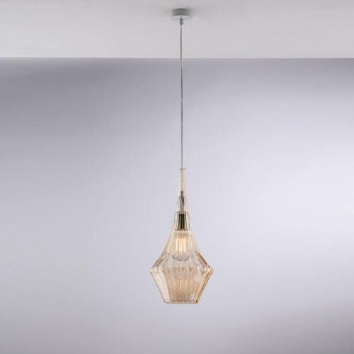 8050713218218 - Sospensione in ferro con vetro ambra pyrex 1 luce H50 - MAX150 - Ø20