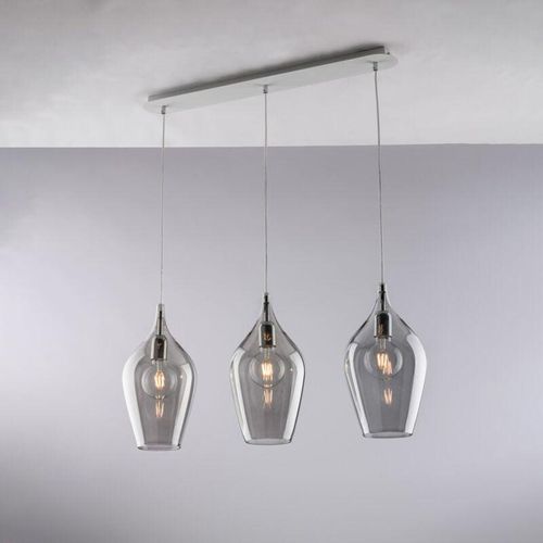 8050713218577 - Bonetti Illumina - Binario in ferro con vetri grigio pyrex 3 luci H41 - max 141 - L75 x 10