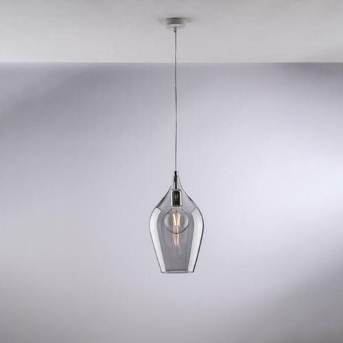 8050713218584 - Sospensione in ferro con vetro grigio pyrex 1 luce H42 - MAX 142 - Ø20