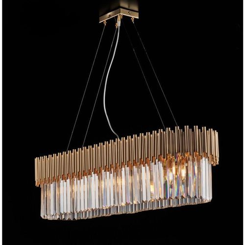 8050713218058 - Bonetti Illumina - Sospensione in ferro dorato con strass 8 luci H51 - max 151 - L93 x 50