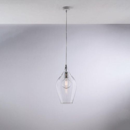 8050713218485 - Sospensione in ferro con vetro trasparente pyrex 1 luce H42 - MAX 142 - Ø20