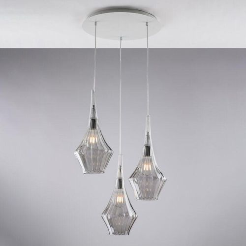 8050713218249 - Bonetti Illumina - Sospensione in ferro con vetri grigio pyrex 3 luci H49 - max 149 - Ø50