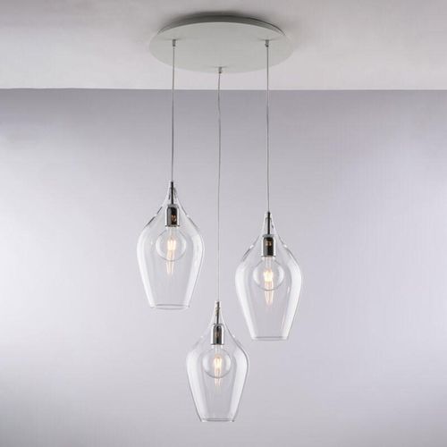 8050713218461 - Bonetti Illumina - Sospensione in ferro con vetri trasparente pyrex 3 luci H41 - max 141 - Ø50