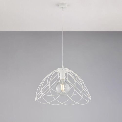 8057724581560 - Belight - Lampadario in ferro laccato bianco con decorazione effetto shabby chic con cavo elettrico regolabile 1 luce H32 - max 132 - Ø45