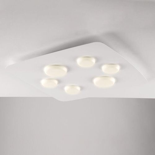 8057724581171 - Belight - Plafoniera in metallo laccato bianco con diffusori in silicone a led integrato 6 luci H5 - ø 65