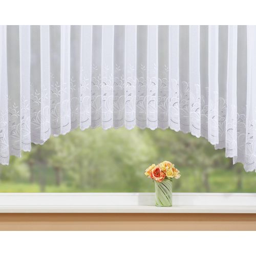 4028298287213 - Gardine STICKEREIEN PLAUEN Alena Gardinen Gr 125 cm Kräuselband 450 cm weiß Kräuselband veredelt mit echter Plauener Spitze Stickerei
