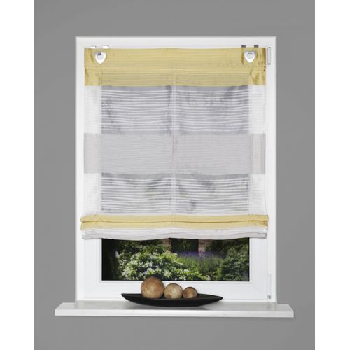 4056751519663 - Raffrollo HOME WOHNIDEEN Sarnia Gr 4 gelb (gelb grau) B100cm H135cm Organza Obermaterial 100% Polyester Raffrollos 4056751519663 - Raffrollo HOME WOHNIDEEN Sarnia Gr 4 gelb (gelb grau) B100cm H135cm Organza Obermaterial 100% Polyester Raffrollos