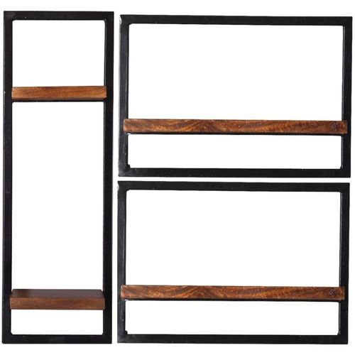 4059865169854 - Wandregal Set 3tlg Panama Mangoholz Metall Wandboard Hängeregal Ablageregal Bücherregal 4059865169854 - Wandregal Set 3tlg Panama Mangoholz Metall Wandboard Hängeregal Ablageregal Bücherregal