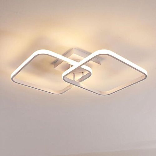 0699965268039 - Goeco - Moderne LED-Deckenleuchte Deckenleuchte mit 2 quadratischen Flammen 50 w 5600 lm 3000 k warmes Licht Acryl-LED-Deckenleuchte für