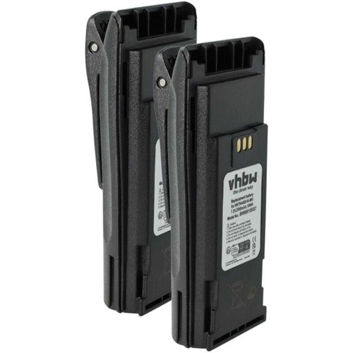 4069099639207 - Vhbw - 2x Akku Ersatz für Motorola MNN4254AR NNTN4496 NNTN4496AR für Funkgerät Walkie Talkie (2500 mAh 72 v NiMH) + Gürtelclip