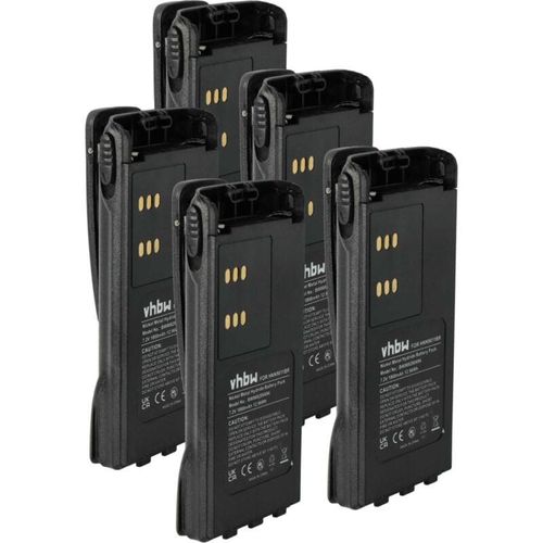 4069099638163 - Vhbw - 5x Akku Ersatz für Motorola HNN9009AR HNN9009 HNN9009A für Funkgerät Walkie Talkie (1800 mAh 72 v NiMH) + Gürtelclip