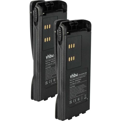 4065705727306 - Vhbw - 2x Akku kompatibel mit Motorola GP280 GP240 ATS2500 GP1280 GP140 Funkgerät Walkie Talkie (1800 mAh 72 v NiMH) + Gürtelclip