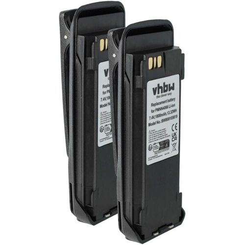 4069099638699 - Vhbw - 2x Akku Ersatz für Motorola PMNN4065 PMNN4065A PMNN4066 für Funkgerät Walkie Talkie (1800 mAh 74 v Li-Ion) + Gürtelclip