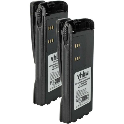 4069099642542 - Vhbw - 2x Akku Ersatz für Motorola PMNN4158AR PMNN4159AR WPNN4045AR für Funkgerät Walkie Talkie (1500 mAh 72 v NiMH) + Gürtelclip