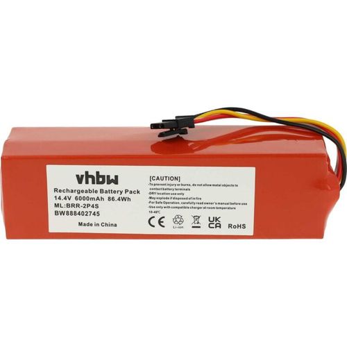 4068201996948 - Vhbw - Akku kompatibel mit Xiaomi Roborock T60 S8 S852-00 S80ULT T61 T65 Staubsauger (6000 mAh 144 v Li-Ion)