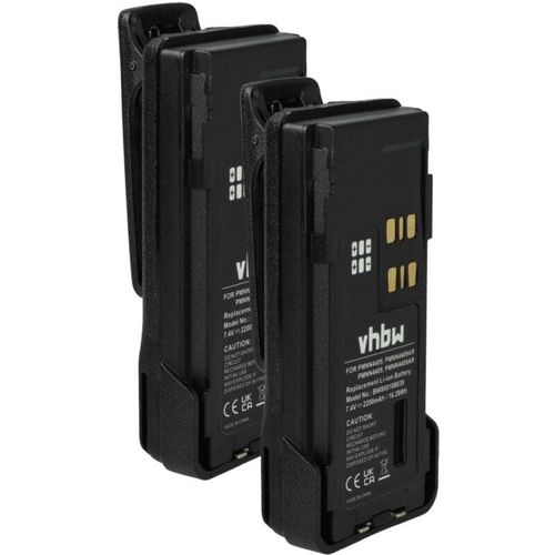 4069099645956 - Vhbw - 2x Akku kompatibel mit Motorola DP4800 DP4601 DP4600 DP4401 DP4801 Funkgerät Walkie Talkie (2200 mAh 74 v Li-Ion) + Gürtelclip