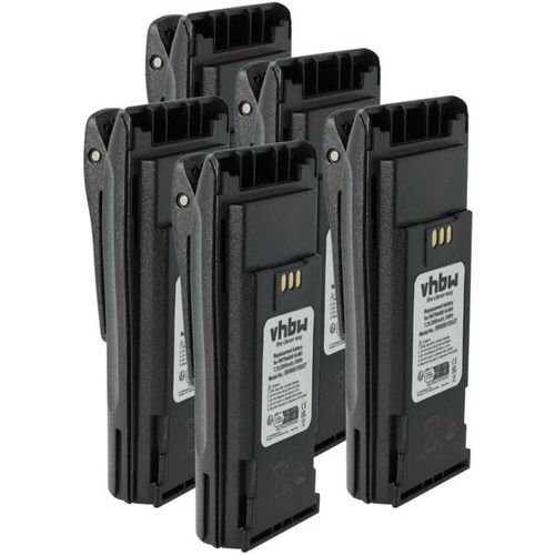 4069099654934 - Vhbw - 5x Akku Ersatz für Motorola MNN4254AR NNTN4496 NNTN4496AR für Funkgerät Walkie Talkie (2500 mAh 72 v NiMH) + Gürtelclip