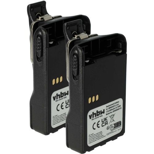 4069099654811 - Vhbw - 2x Akku kompatibel mit Motorola pro 5150 elite PRO7150 elite Funkgerät Walkie Talkie (2600 mAh 72 v Li-Ion) + Gürtelclip